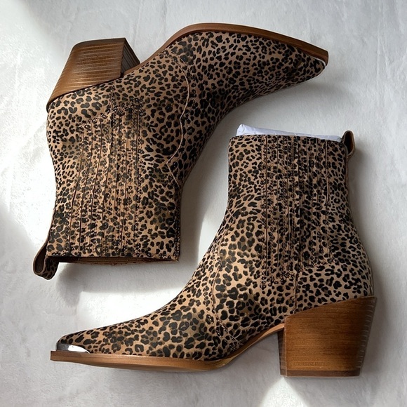 Dolce Vita Serena Leopard Suede Booties - Picture 1 of 3